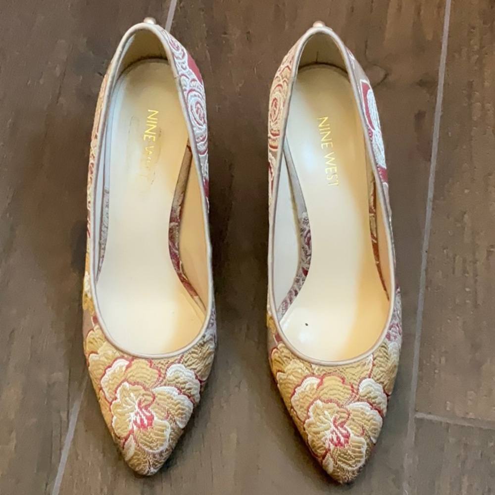 Nine West Textile Tapestry Block Heels